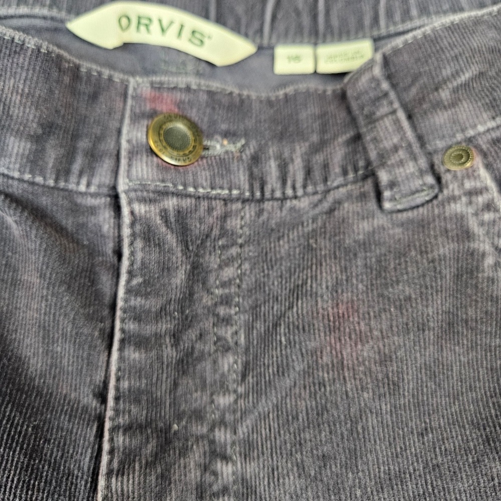 Orvis Womens Gray Corduroy Pants Size 16 Straight Leg Stretch Elastic Waist - Picture 10 of 13